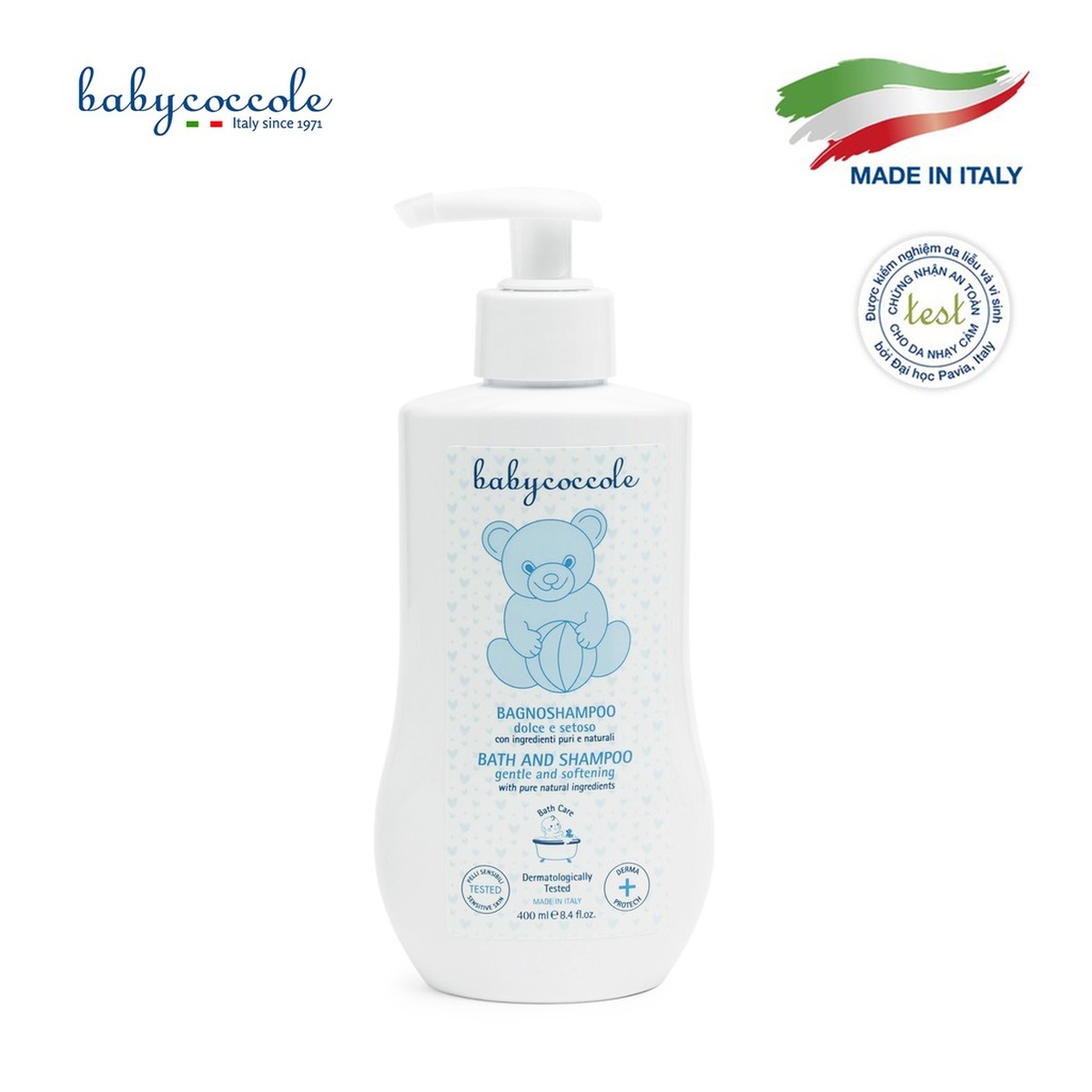 Sữa tắm gội cho bé Babycoccole hoa sen 400ml 0M+ - mặt sau