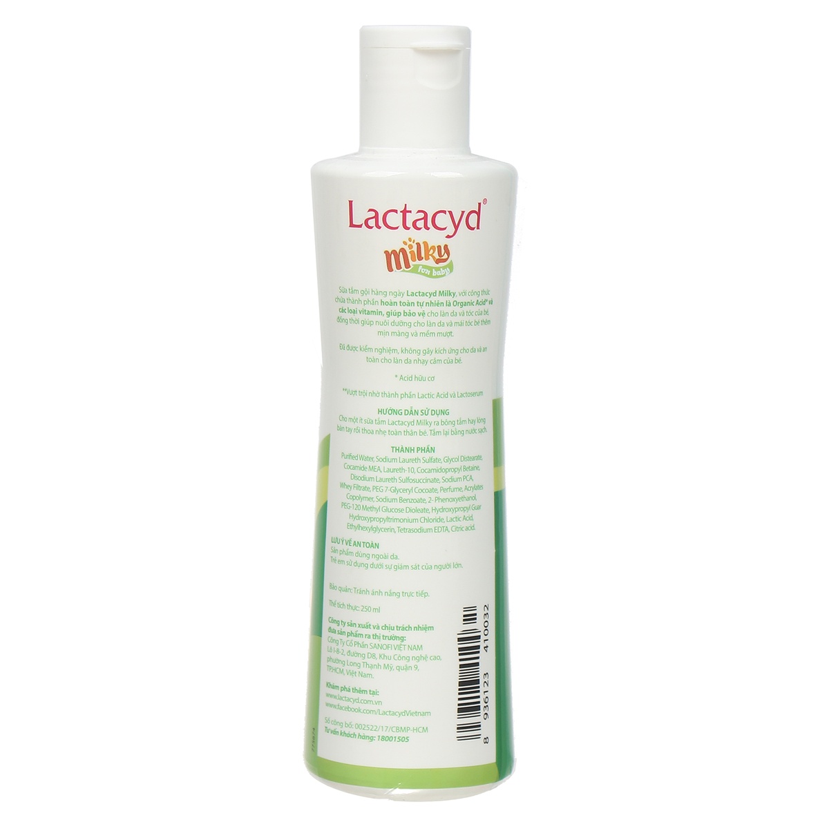 Sữa tắm gội Lactacyd Milky 250ml - mặt phải