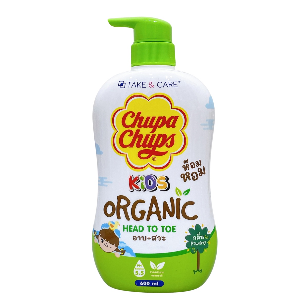 Sữa tắm gội Chuppa Chups hương phấn 600ml - mặt trái