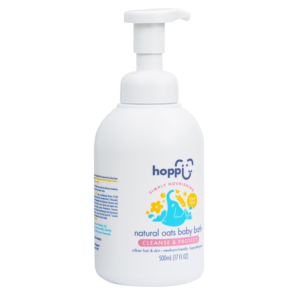 Sữa tắm gội dưỡng ẩm Hoppi yến mạch tạo bọt 500ml - mặt phải