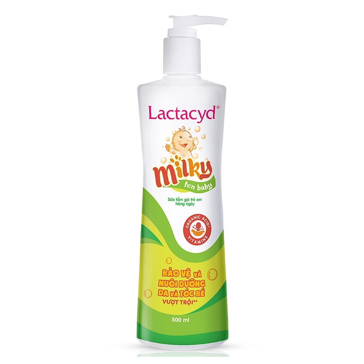 Sữa tắm gội Lactacyd Milky 500ml  - mặt trái