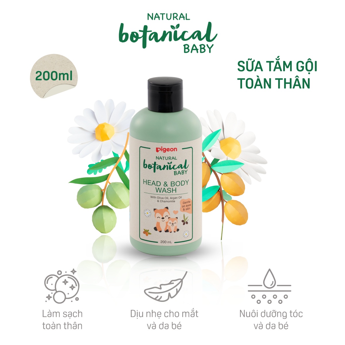 Sữa tắm gội Pigeon Natural Botanical 200ml - mặt trái
