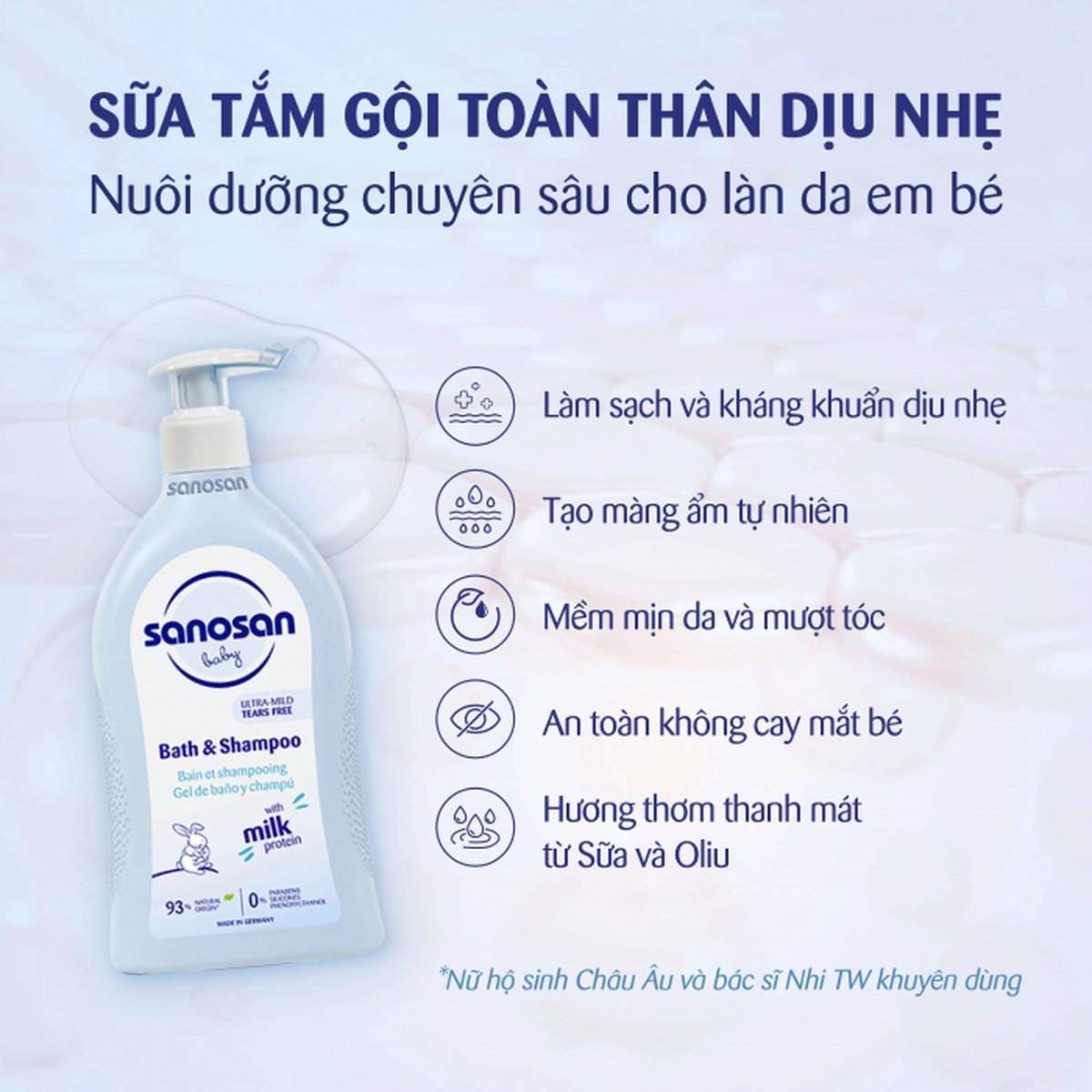 Sữa tắm gội Sanosan chiết xuất olive hữu cơ 500ml - hình 7