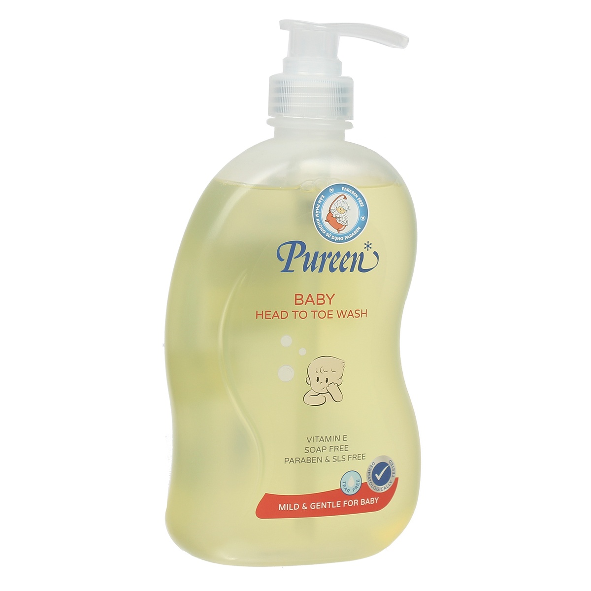 Sữa tắm gội sơ sinh Pureen Pro-vitamin B5 & E 750ml - mặt trái
