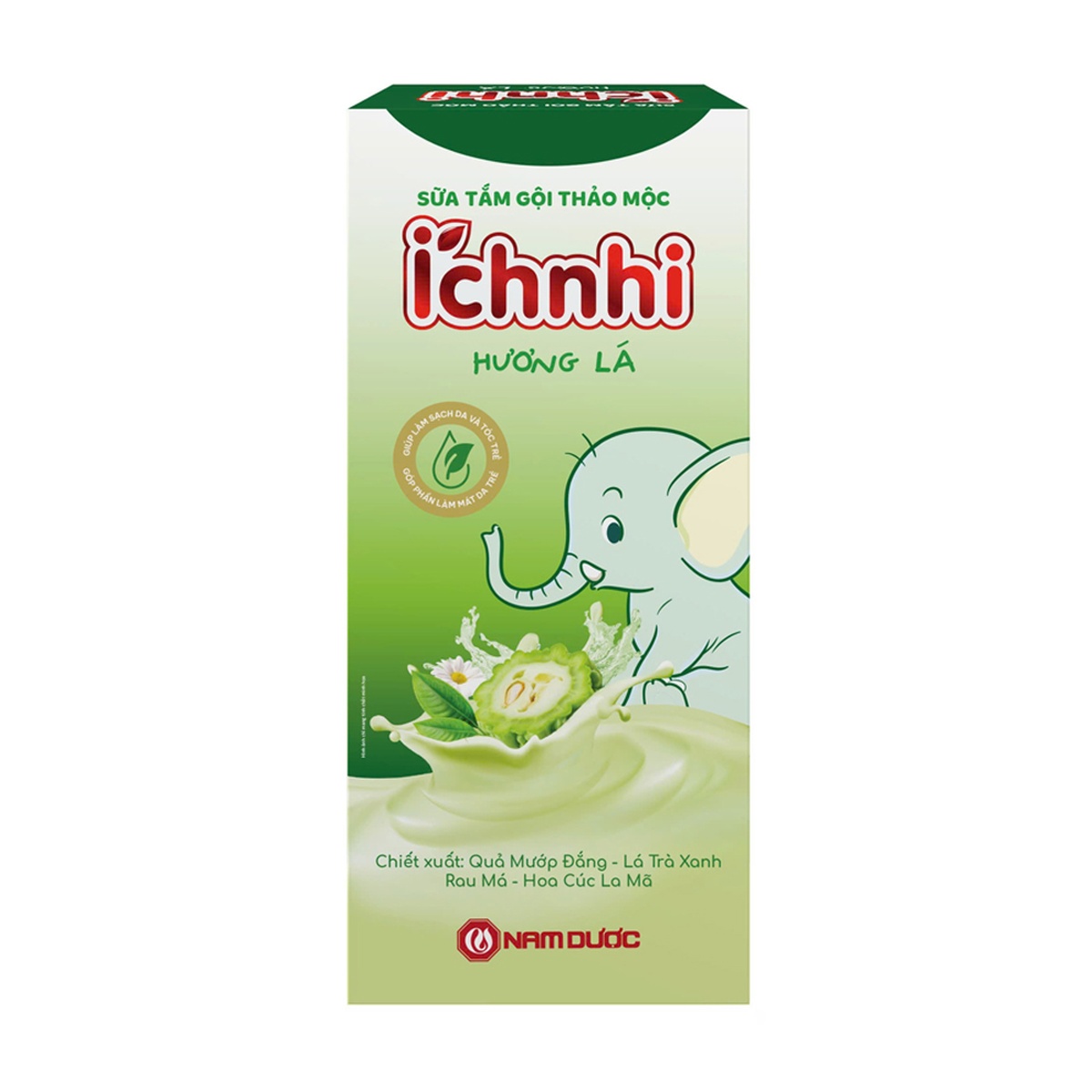 Sữa tắm gội thảo mộc Ích Nhi hương lá 200ml - mặt phải