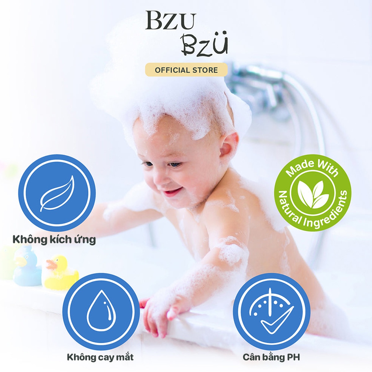 Sữa tắm gội toàn thân sơ sinh Bzu Bzu 600ml - góc nghiêng