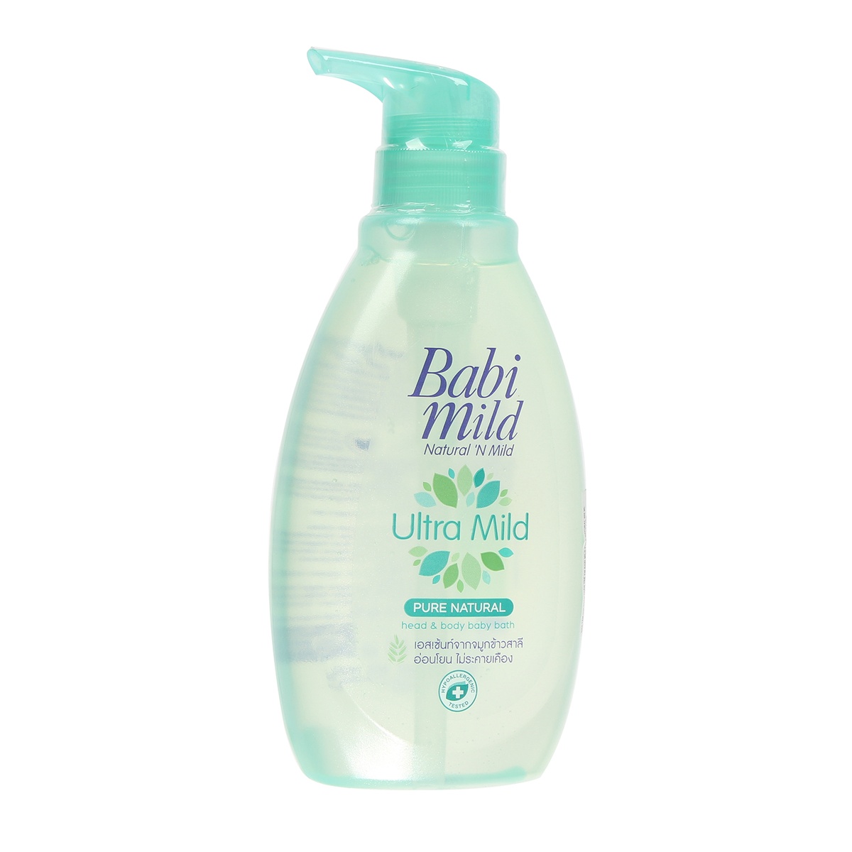 Sữa tắm gội trẻ em Babi Mild - Pure Natural 400ml (Xanh) - mặt trái