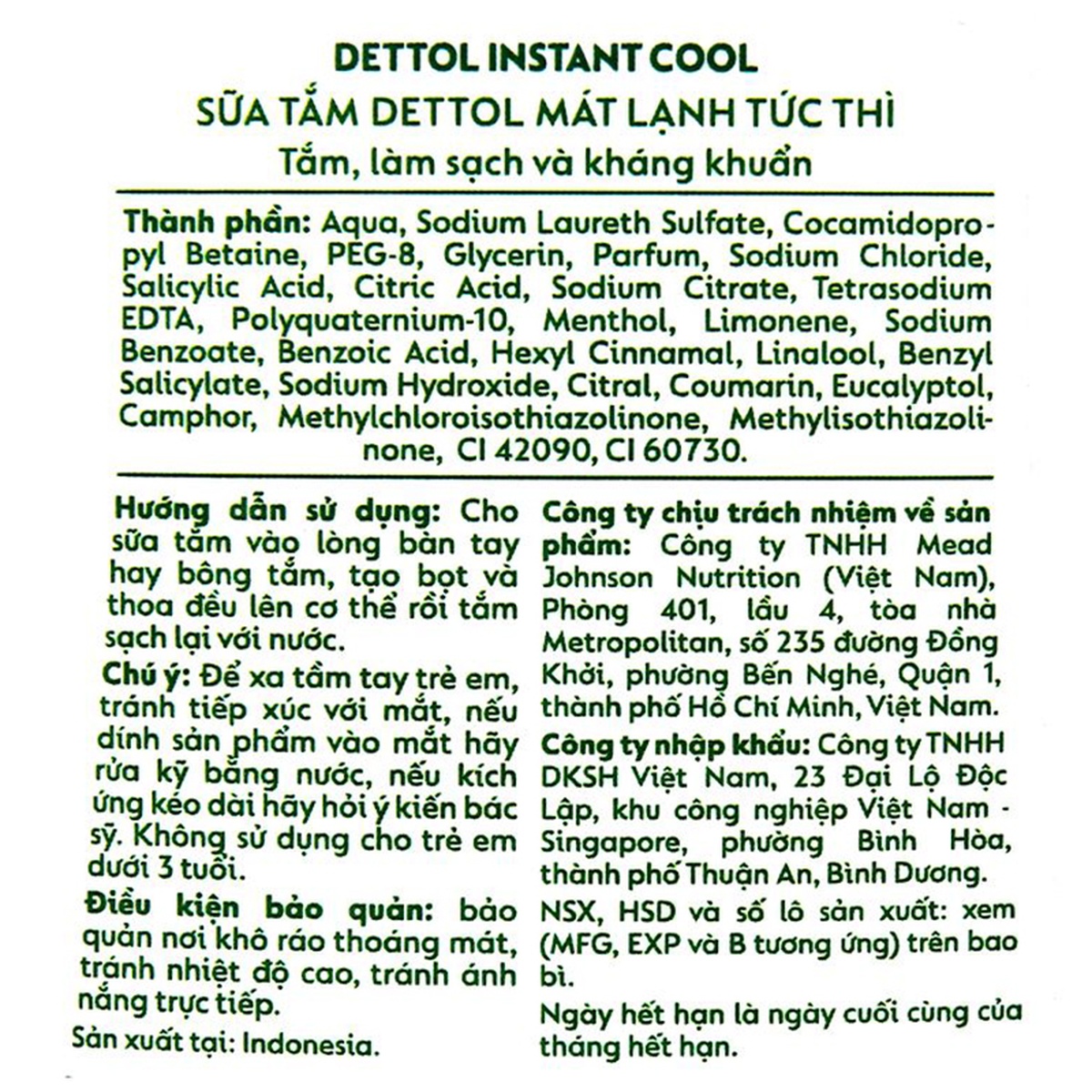 Sữa tắm mát lạnh Dettol 950g - góc nghiêng