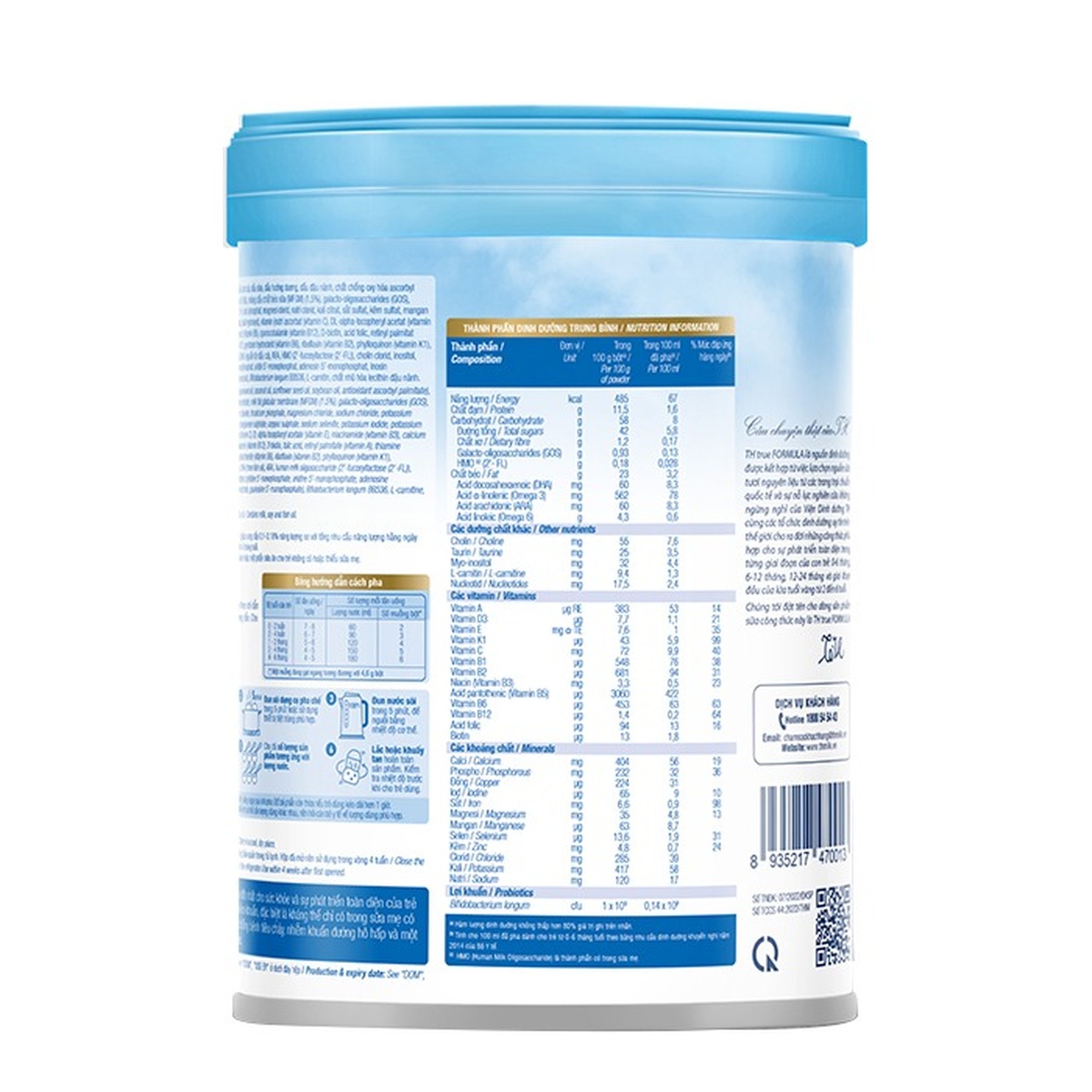 Sữa TH True Milk Formula số 1 (0-6 tháng) - mặt trái