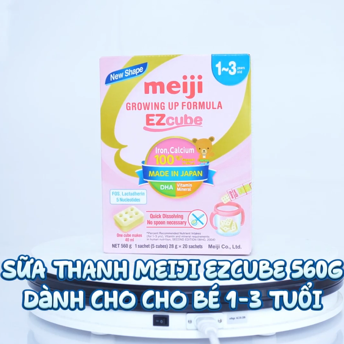 Sản phẩm dinh dưỡng công thức thanh Meiji Ezcube 560g (cho trẻ từ 1-3 tuổi) - video