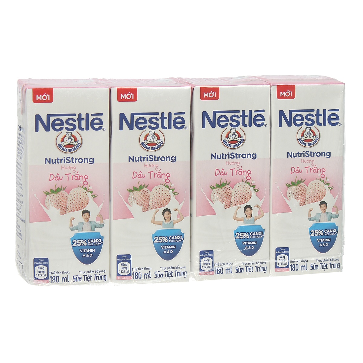 Sữa tiệt trùng Nestle Nutri Strong hương vị dâu tây 180ml cho bé trên 6 tuổi  - mặt trái