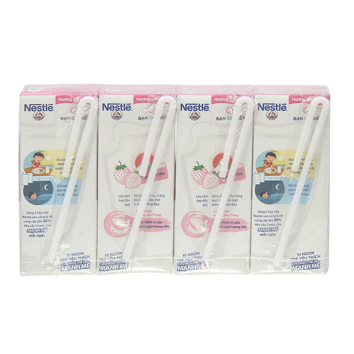 Sữa tiệt trùng Nestle Nutri Strong hương vị dâu tây 180ml cho bé trên 6 tuổi  - mặt phải