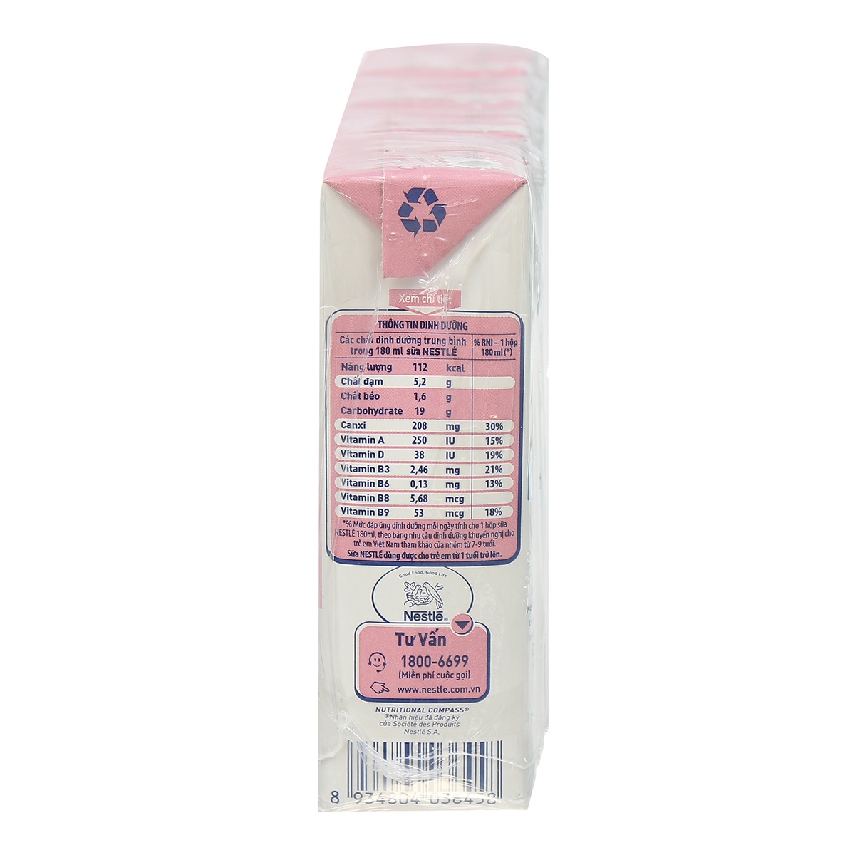 Sữa tiệt trùng Nestle Nutri Strong hương vị dâu tây 180ml cho bé trên 6 tuổi  - mặt sau
