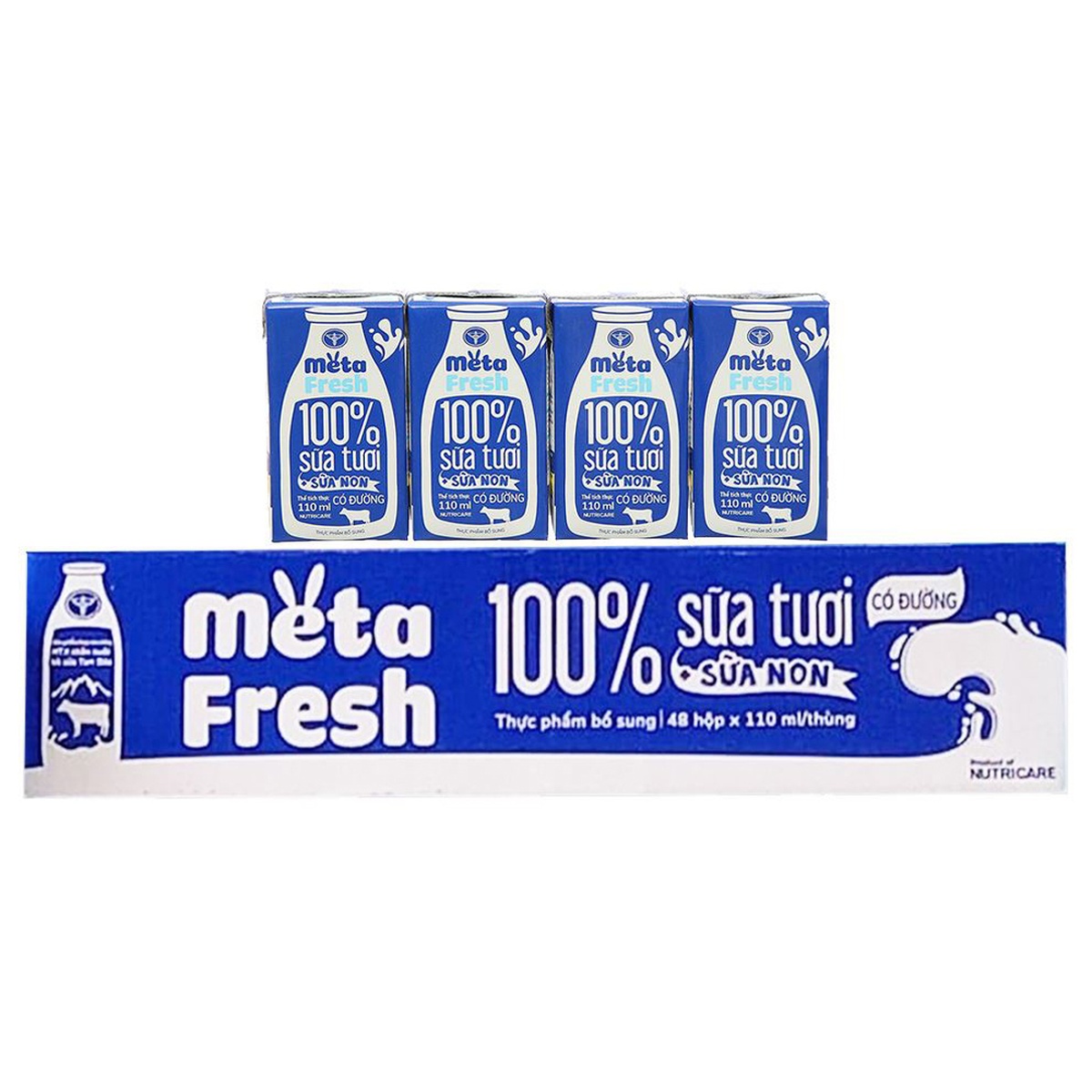 Sữa tươi có đường Nutricare MetaFresh 4x110ml - góc nghiêng