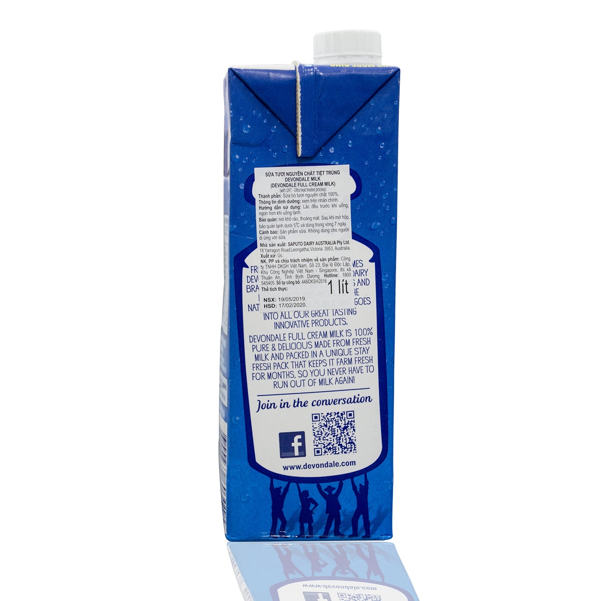 Sữa tươi Devondale - Sữa FullCream 1lit - mặt trái