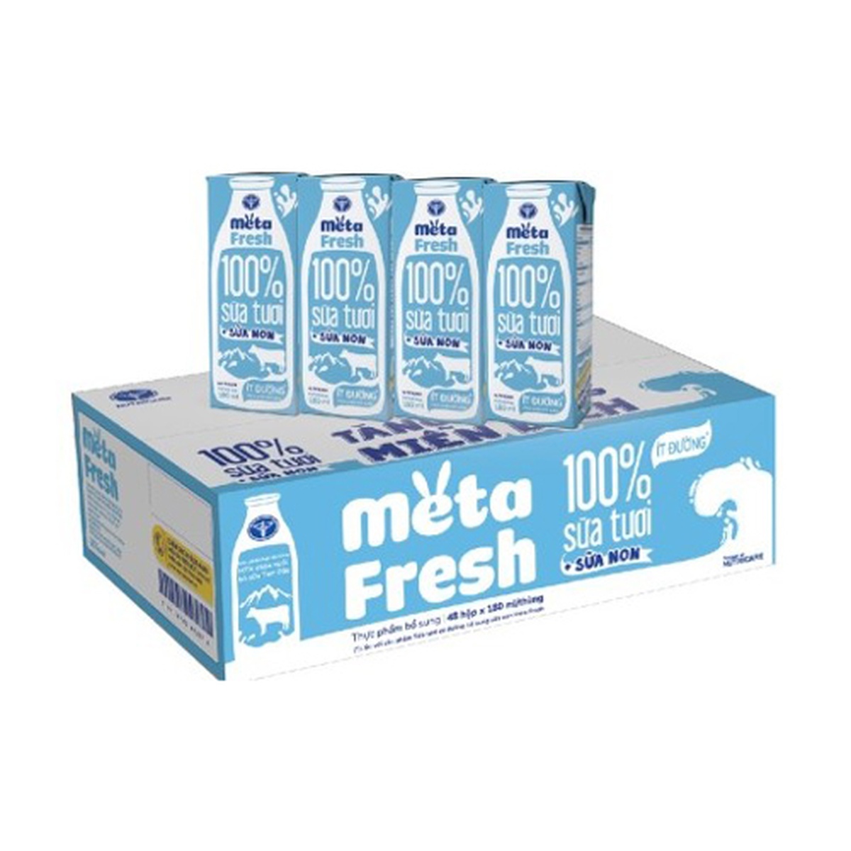 Sữa tươi ít đường Nutricare MetaFresh 4x180ml - mặt sau