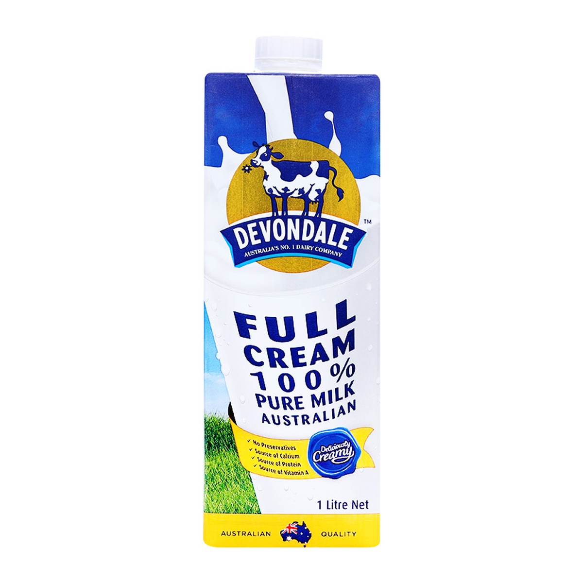 Sữa tươi nguyên chất tiệt trùng Devondale Full Cream 1L - mặt trái