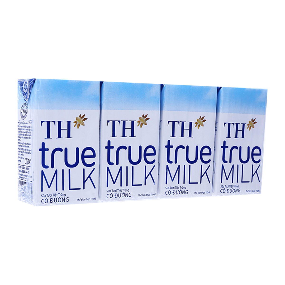 Sữa tươi tiệt trùng có đường TH True Milk 110ml - mặt trái