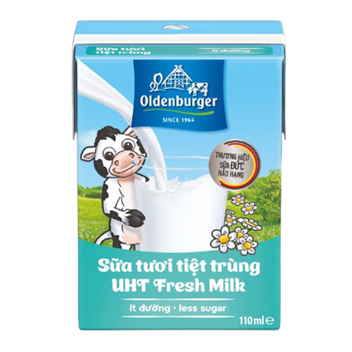 Sữa tươi tiệt trùng ít đường Oldenburger 4x110ml - mặt trái