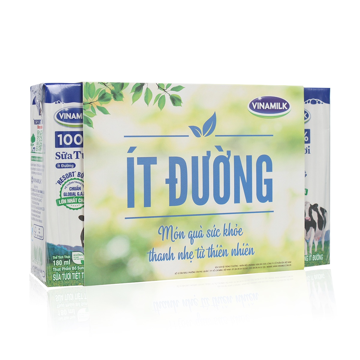Sữa tươi tiệt trùng ít đường Vinamilk 4*180ml cho bé trên 1 tuổi - mặt trái