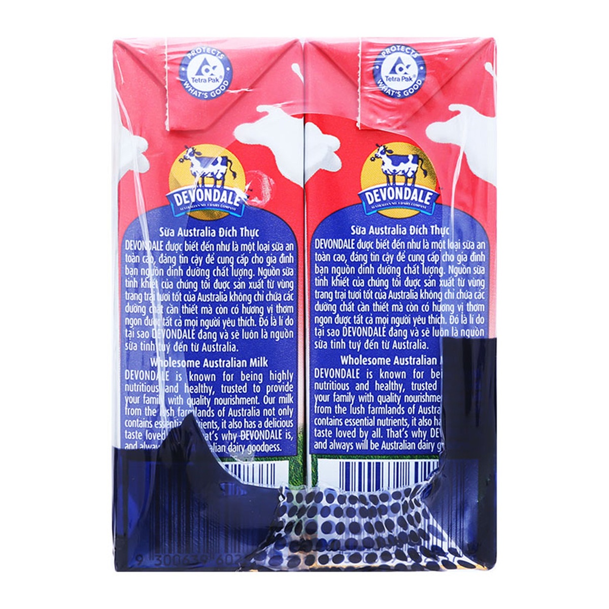 Sữa tươi tiệt trùng Smart Devondale lốc 4 hộp x 200ml - mặt phải