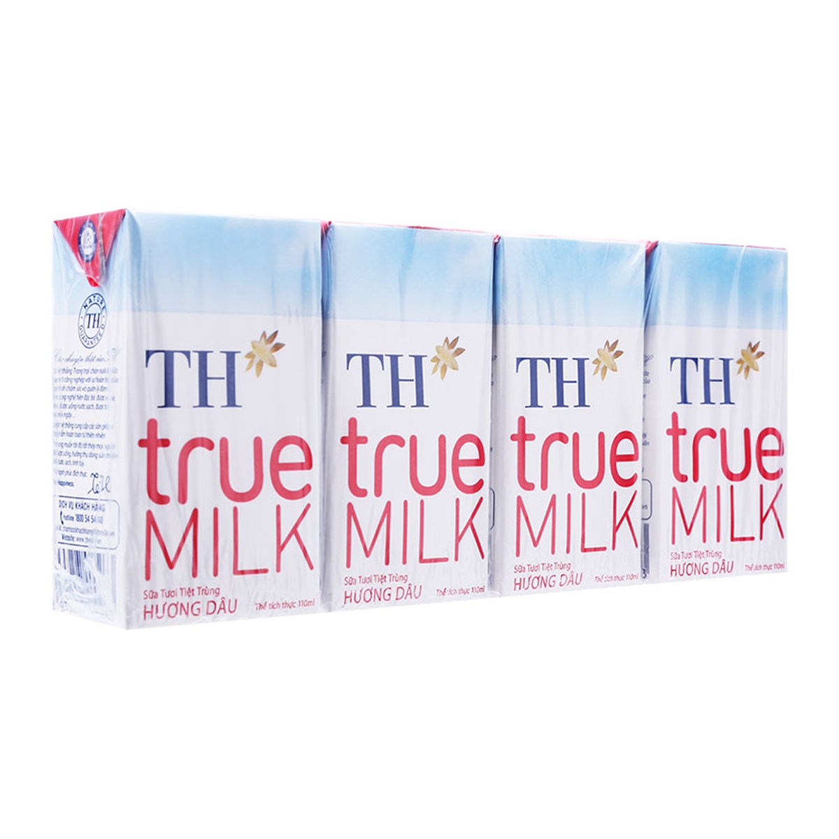 Sữa tươi tiệt trùng TH True Milk hương dâu 110ml - mặt phải
