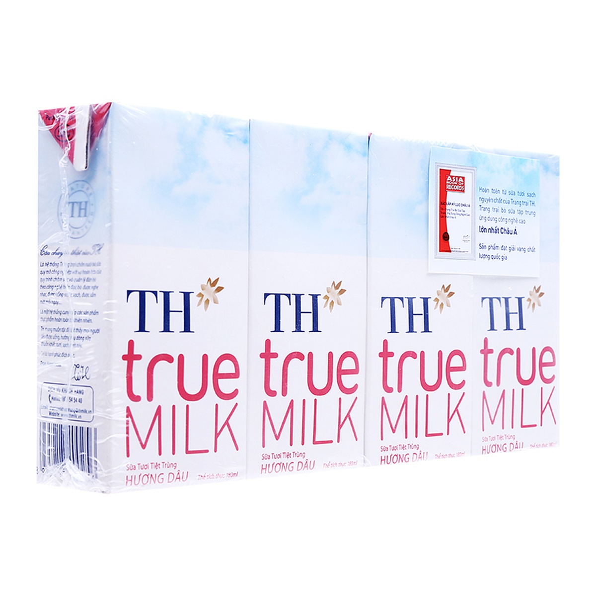 Sữa tươi tiệt trùng TH True Milk hương dâu 180ml - mặt trái