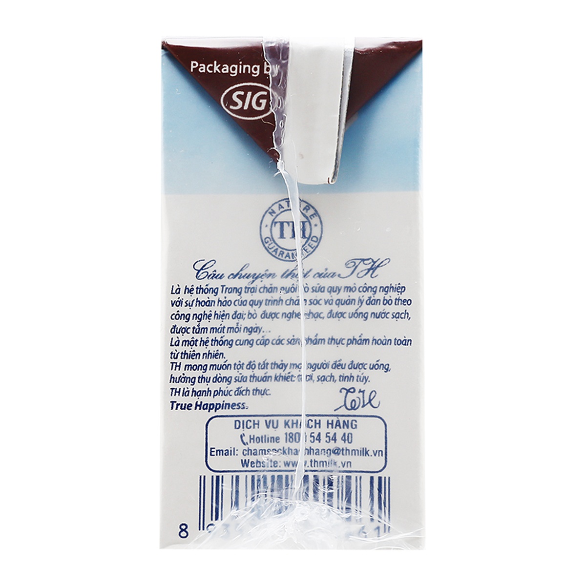 Sữa tươi tiệt trùng TH True Milk vị Socola 110ml - mặt sau