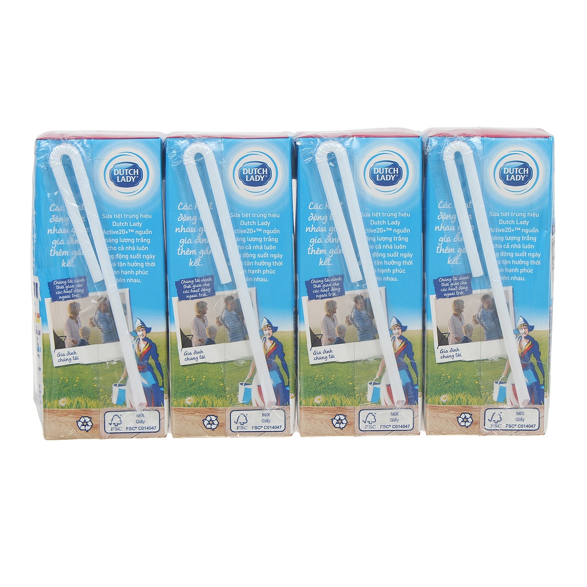 Sữa tươi tiệt trùng vị dâu Active 20+ Dutch Lady 180ml - mặt trái