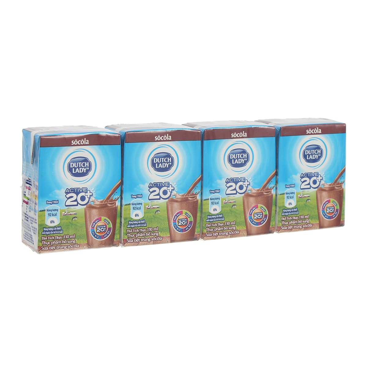 Sữa tươi tiệt trùng vị socola Active 20+ Dutch Lady 110ml - mặt phải