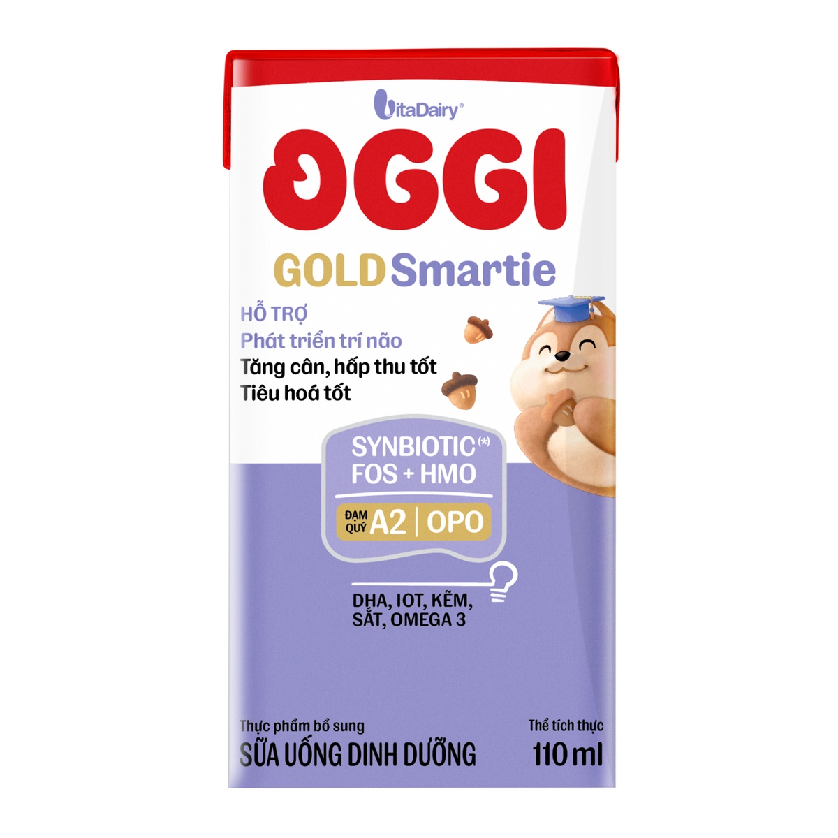 Sữa uống dinh dưỡng Oggi Gold Smartie 4*110ml - mặt phải
