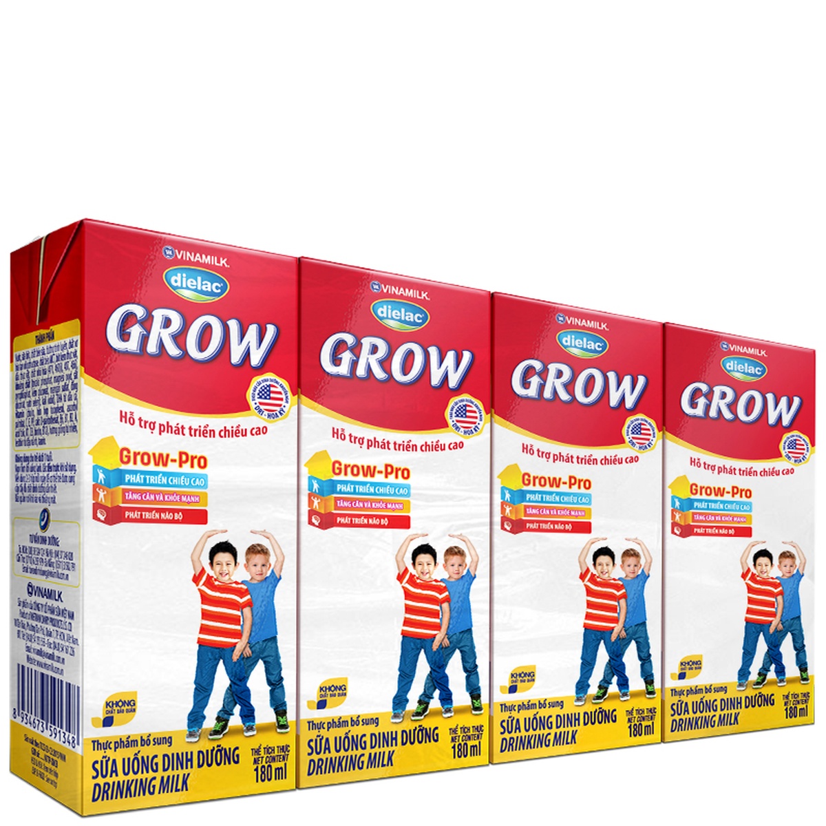 Sữa uống dinh dưỡng Dielac Grow (4*180ml) - mặt trái