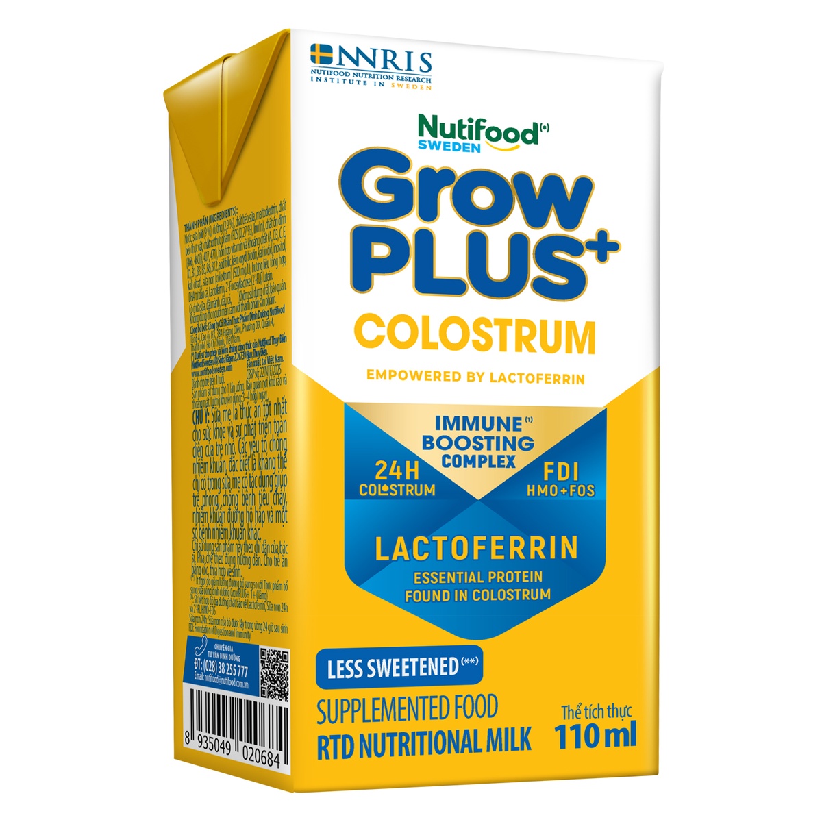 Sữa uống dinh dưỡng Nutifood Colostrum Lactoferrin 4x110ml - góc nghiêng