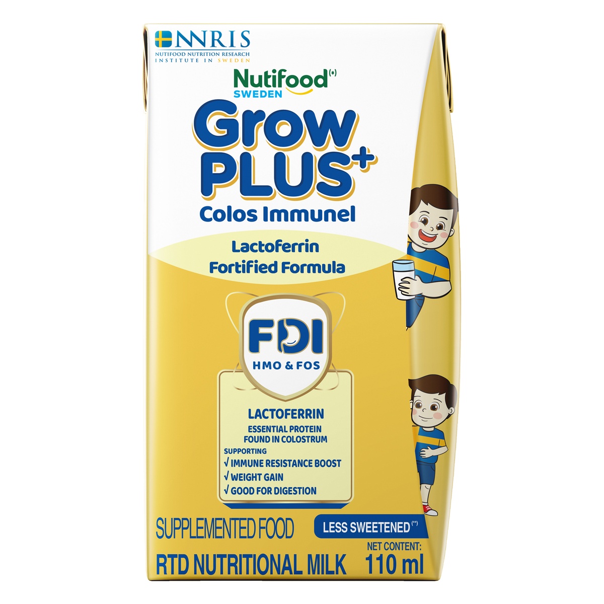 Sữa uống dinh dưỡng Nutifood GrowPlus+ Colos Immunel 4x110ml - mặt sau