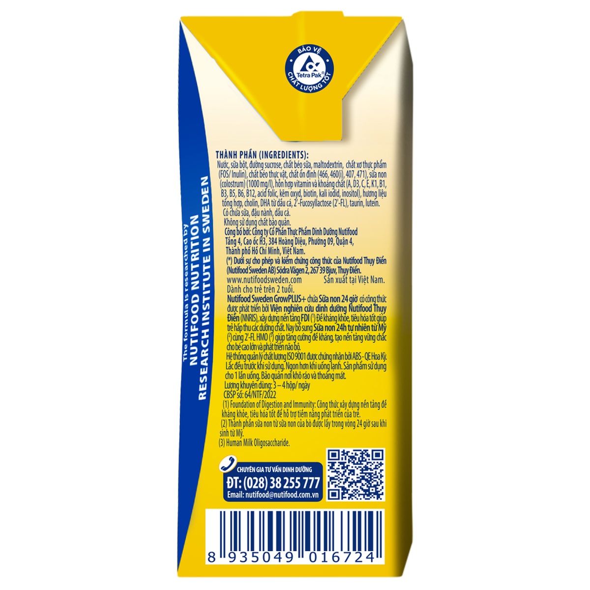 Sữa uống dinh dưỡng Nutifood GrowPLUS+ 2Y+ 4*110ml (Vàng) - hình 8