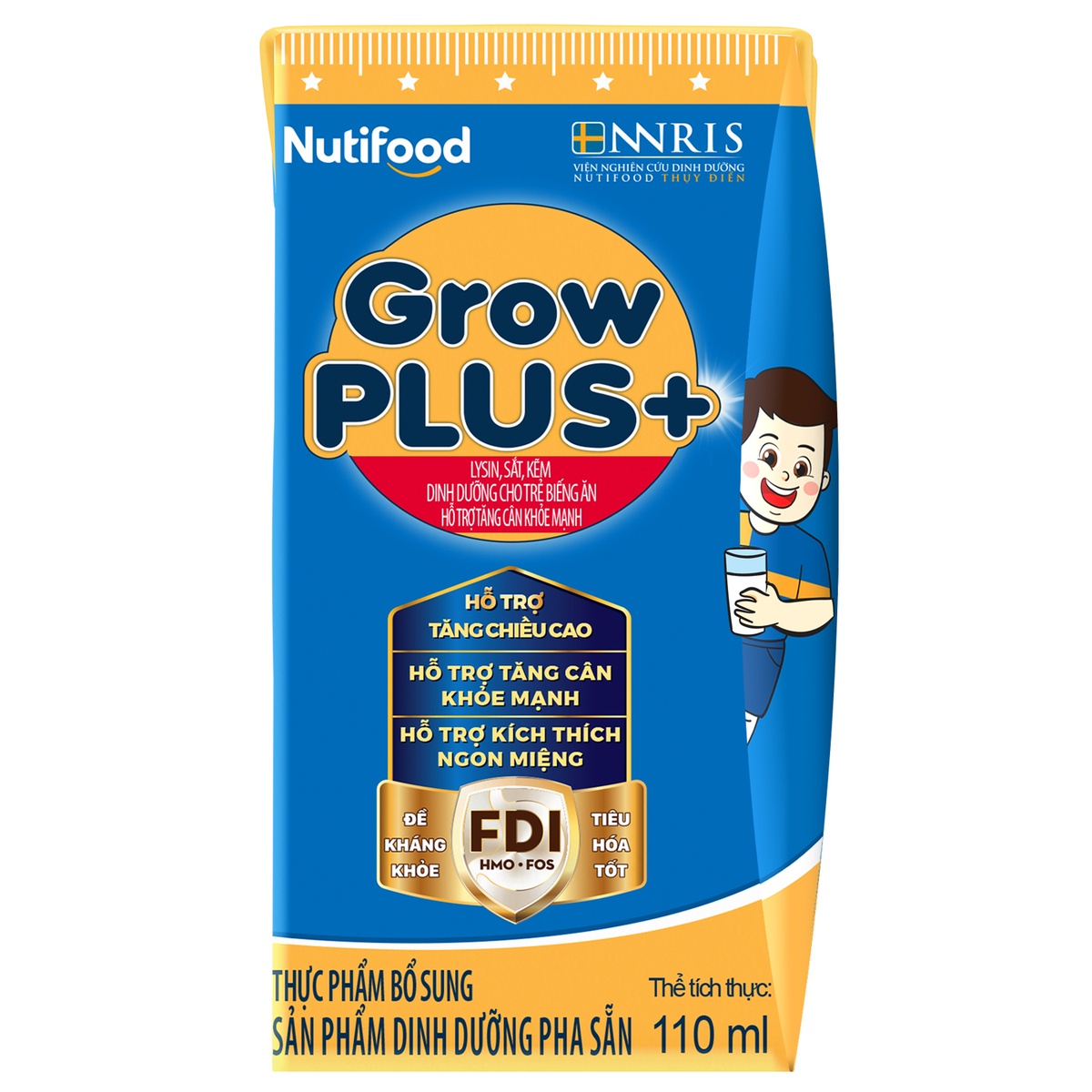 Sữa uống dinh dưỡng Nutifood GrowPlus+ Xanh 2Y+ (4x110ml) - mặt sau