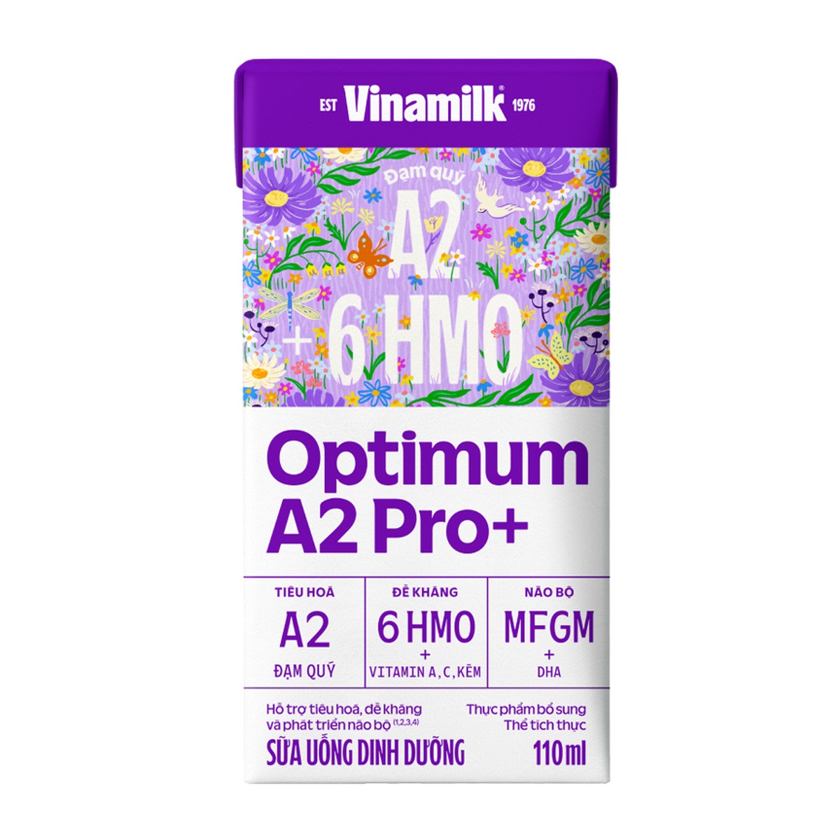 Sữa uống dinh dưỡng Vinamilk Optimum A2 Pro+ 4x110ml - mặt trái
