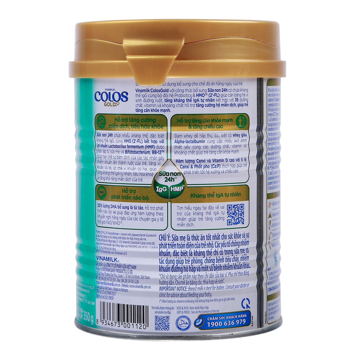 Sữa Vinamilk ColosGold 2 350g cho bé từ 1-2 tuổi - mặt phải