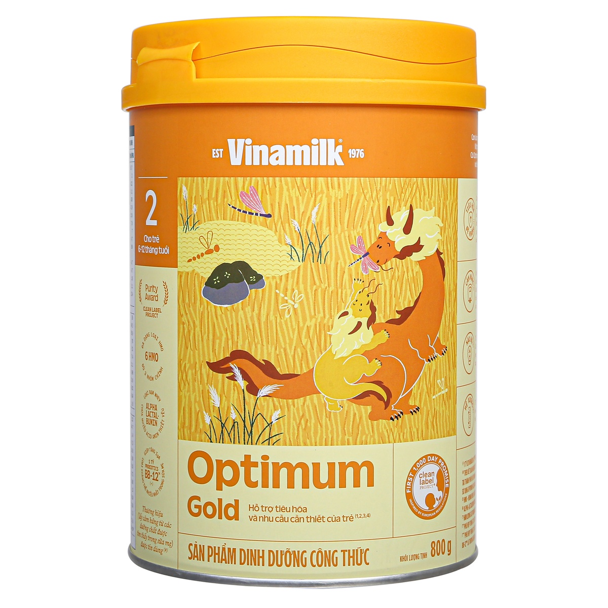 Sữa Vinamilk Optimum Gold 2 (cho bé 6-12 tháng) 800g - mặt trái