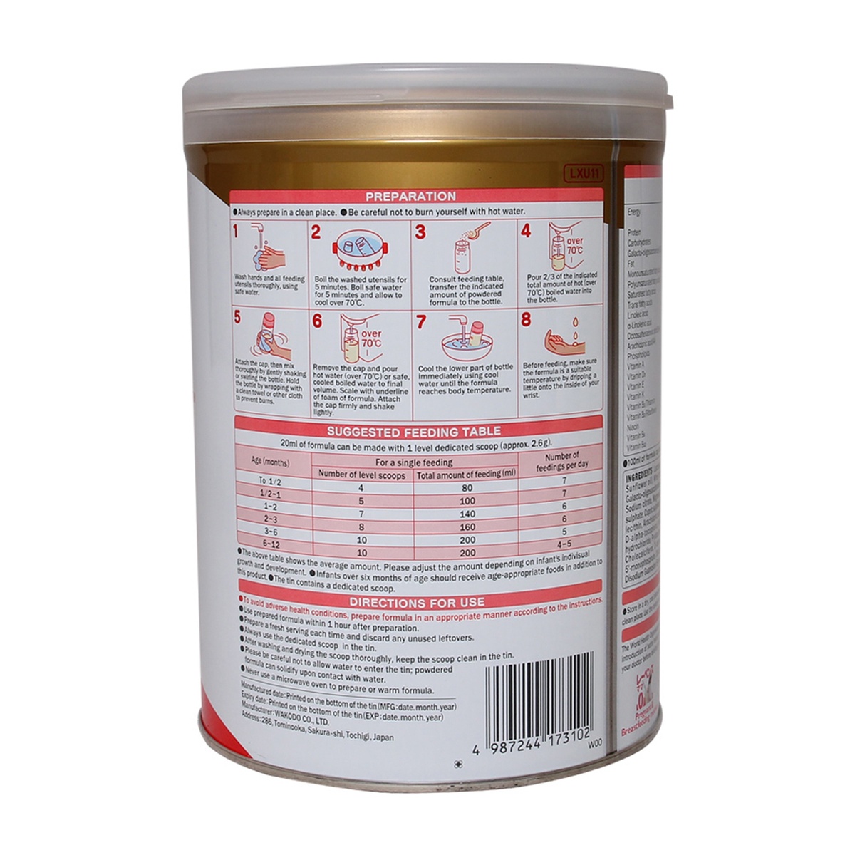 Sữa Wakodo LEBENS HaiHai Số 1 (850gr) - mặt trái
