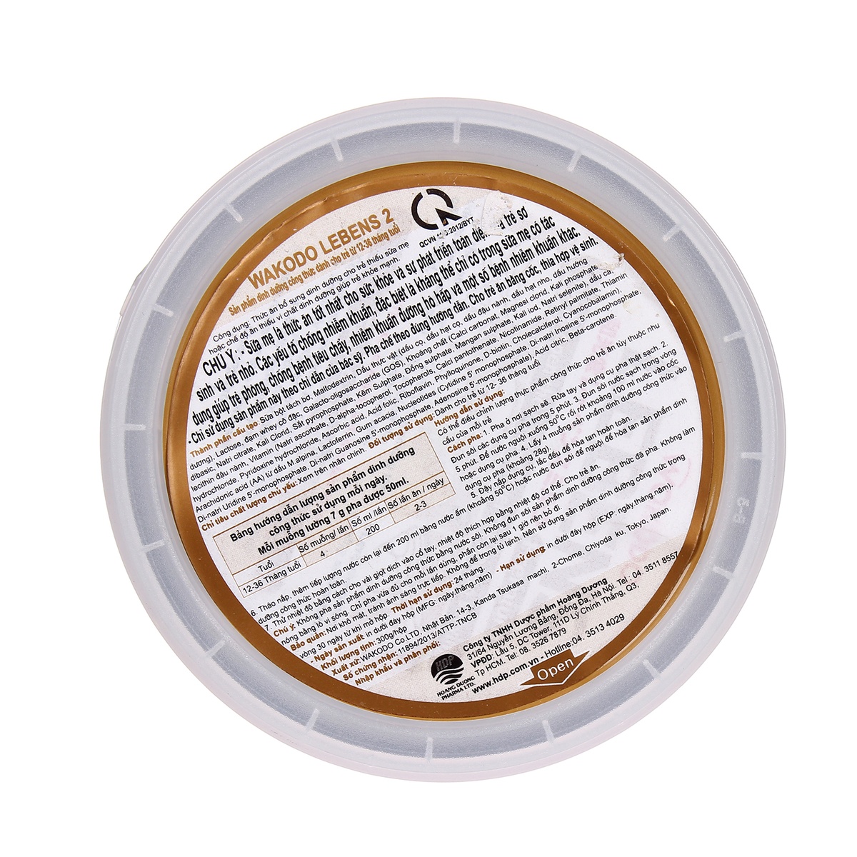 Sữa bột Wakodo LEBENS số 2 hộp 300gr - mặt sau