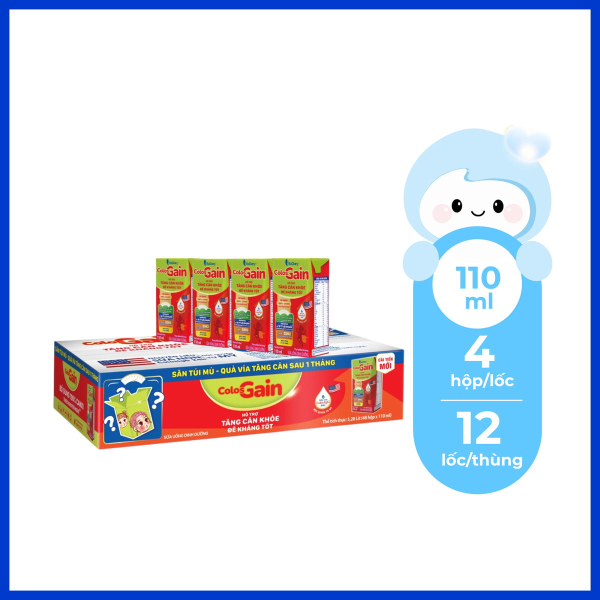 Combo 12 lốc sữa pha sẵn Colos Gain 4x110ml