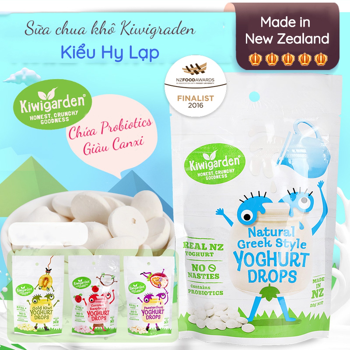 Sữa chua khô Kiwigarden kiểu Hy Lạp 20g cho bé - mặt sau