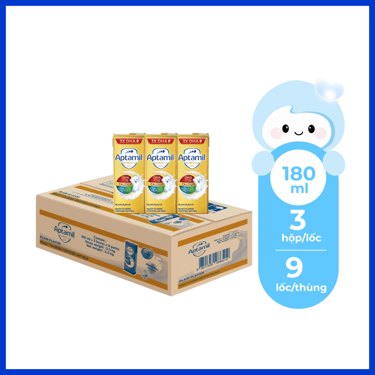 Combo 09 lốc sữa pha sẵn Aptamil Super Gold Kid 3x180ml