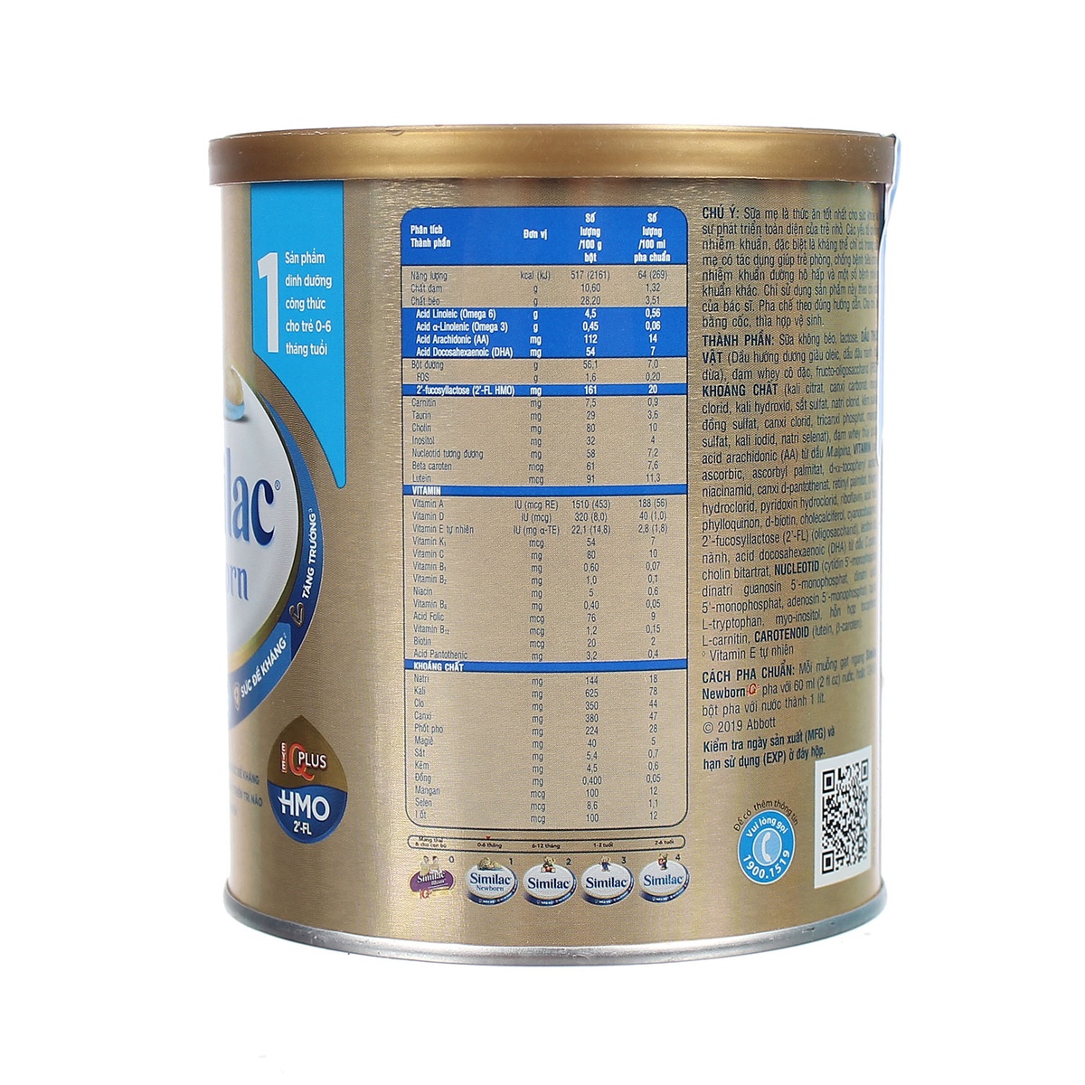 Sữa Similac IQ HMO Gold Lable Newborn 400g (0-6 tháng) - mặt phải