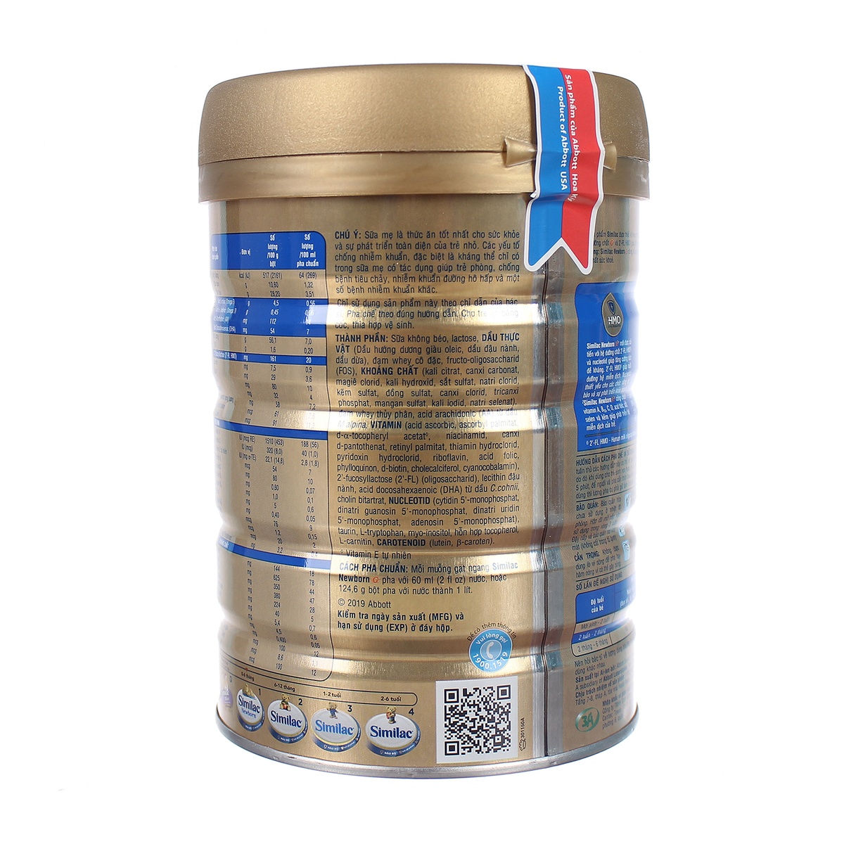 Sữa Similac IQ HMO Gold Lable Newborn 900g (0-6 tháng) - mặt phải