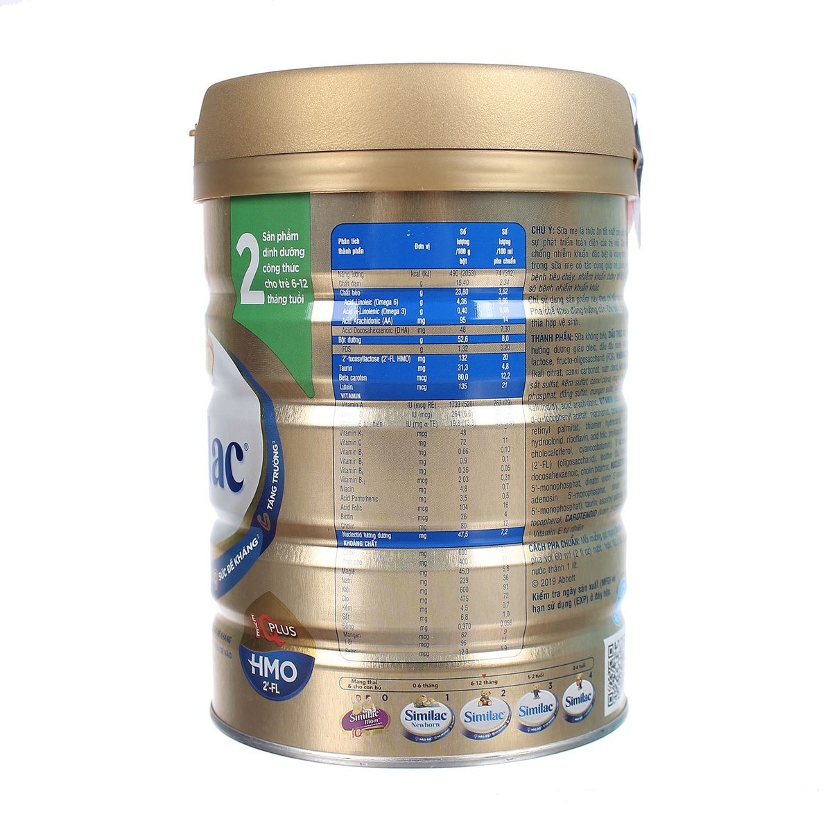 Sữa Similac IQ HMO Gold Lable số 2 900g - mặt phải