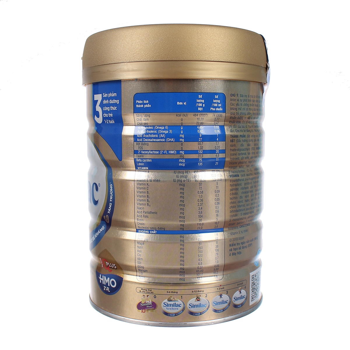 Sữa Similac IQ HMO Gold Lable số 3 900g (1-2 tuổi) - mặt trái