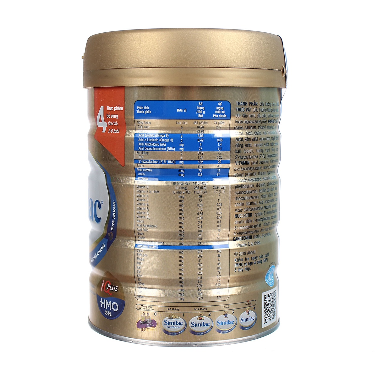 Sữa Similac IQ HMO Gold Lable số 4 900g - mặt phải