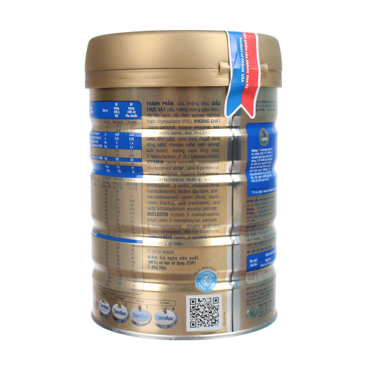 Sữa Similac IQ HMO Gold Lable số 4 900g - mặt trái